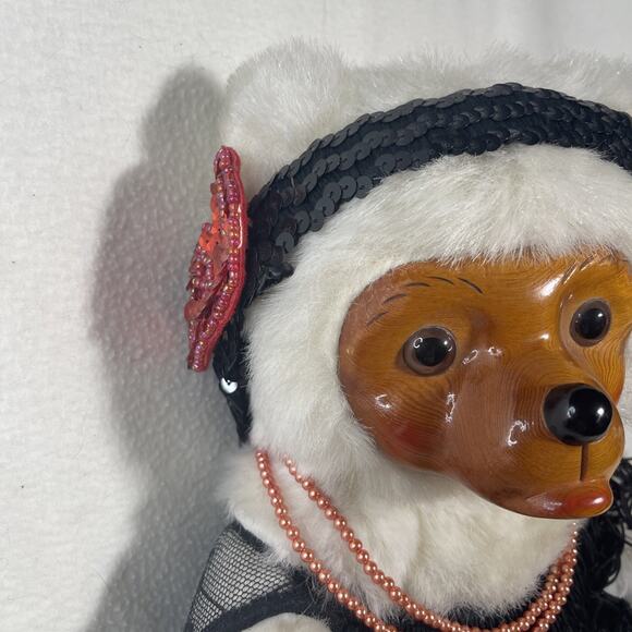 ROBERT RAIKES Applause White Bear with Black Flapper Dress & Headband 1986 - Picture 3 of 8
